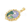 Brass Enamel Pendants KK-U068-11B-02G-2