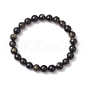 Natural Golden Sheen Obsidian Round Beaded Stretch Bracelets for Men Women BJEW-JB11783-01-2