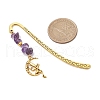 9Pcs Natural Mixed Gemstone Chips Beads and Alloy Pendant Bookmark AJEW-JK00348-3