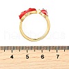 Brass Enamel Cuff Open Rings for Women RJEW-F184-10B-G-5