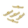 Rack Plating Brass Micro Pave Clear Cubic Zirconia Connector Charms KK-C007-37G-T-1