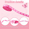   5Rolls 5 Styles Polyester Wave/Breast Cancer Awareness Ribbon Printed Ribbon OCOR-PH0004-22-4