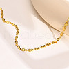 304 Stainless Steel Textured Oval Link Chain Necklaces for Women FS-WG18547-01-1