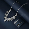 Leaf Brass Pave Clear Cubic Zirconia & Rhinestone Pendant Necklaces & Stud Earrings Sets FS-WG35E42-01-2