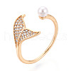 Brass Micro Pave Clear Cubic Zirconia Cuff Ring Settings KK-T076-14G-5