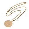 304 Stainless Steel Flat Round Buddhist Meditation Yoga Pendant Necklaces NJEW-K283-33G-2