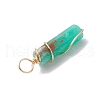 Dyed Synthetic Imperial Column Copper Wire Wrapped Pendants PALLOY-JF03489-5