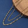 304 Stainless Steel Singapore Chain Double Layered Necklaces for Women NJEW-U050-02B-G-2