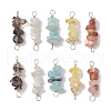 10Pcs 5 Styles Constellation Natural White Moonstone & Aquamarine & South Red Agate & Smoky Quartz & Rose Quartz Copper Wire Wrapped Chip Beaded Connector Charms PALLOY-JF02905-05-1