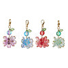 Flower Synthetic Moonstone & Glass Pendant Decorations HJEW-TA00337-2