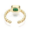 Mother's Day Rings Brass Micro Pave Cubic Zirconia Cuff Rings RJEW-S044-119C-NF-4
