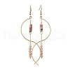 Column Natural Plum Blossom Jasper Dangle Earrings EJEW-JE06335-01-2