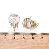 Brass Micro Pave Cubic Zirconia Stud Earring Findings with Natural Amethyst KK-Z096-05G-01-3
