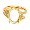 Rack Plating Oval Brass Micro Pave Cubic Zirconia Adjustable Ring Components KK-Q819-02G-2