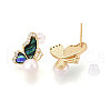 Mother's Day Jewellery Butterfly Brass Natural Pearl Stud Earrings PEAR-N020-06U-3