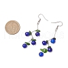 Spray Painted Crackle Glass Beads & Natural Diopside Chip Beads Dangle Earrings EJEW-JE06289-01-3