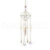 Glass Teardrop Pendant Decorations AJEW-Q143-05-2