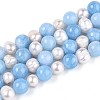 Dyed Natural White Jade Round & Natural Cultured Freshwater Pearl Grooved Potato Beads Strands PEAR-N019-01-2