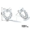 Geometric Brass Clear Cubic Zirconia Bowknot Stud Earrings FY3551-4-1