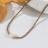 Mother's Day Jewellery Potato Naural Pearl & Brass & Glass Seed Beaded Necklaces BD0566-2-1