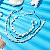 3Pcs Bohemia Natural Cowrie Shell & White Shell Beaded Necklaces NJEW-JN04784-2