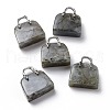 Natural Labradorite Brass Pendants KK-E274-01P-09-1