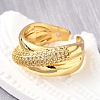 Brass Micro Pave Cubic Zirconia Open Cuff Rings for Women RJEW-K292-01G-2