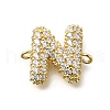 Brass Micro Pave Cubic Zirconia Letter Links KK-I717-04N-1