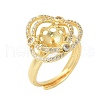 Flower Brass Micro Pave Cubic Zirconia Adjustable Ring Settings KK-K297-18G-1
