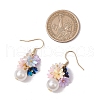 Flower ABS Plastic Imitation Pearl Dangle Earrings EJEW-JE06376-3