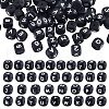 108 Pcs White Cube Silicone Beads Letter Number Square Dice Alphabet Beads with 2mm Hole Spacer Loose Letter Beads for Bracelet Necklace Jewelry Making JX438B-1