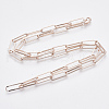 Brass Flat Oval Paperclip Chain Necklace Making MAK-S072-07B-RG-2