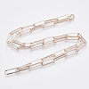 Brass Flat Oval Paperclip Chain Necklace Making MAK-S072-07B-RG-2