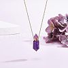 CHGCRAFT Natural Amethyst Pointed Hexagon Perfume Bottles Pendant Necklace NJEW-CA0001-07A-2