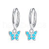 Elegant S925 Sterling Silver Butterfly Hoop Earrings BR6455-10-1