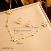Flower Stainless Steel Pave Clear Cubic Zirconia Chain Necklaces & Stud Earrings Sets FS-WG6648A-01-3