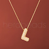 Brass Micro Pave Clear Cubic Zirconia Initial Pendant Necklaces for Women FS-WGDC51D-12-1