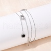 304 Stainless Steel Crystal Rhinestone Flat Round Pendant Y Necklaces NJEW-V001-03P-2