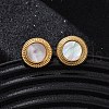 304 Stainless Steel Natural White Shell Stud Earrings EJEW-Z103-04G-02-2