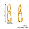 Geometric Paperclip Brass Clear Cubic Zirconia Brooch Hoop Earrings WX6066-1-1