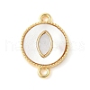 Brass Pave Natural White Shell Connector Charms KK-S522-03C-G-1