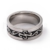 Black Enamel Ricrac Finger Ring RJEW-I089-05P-2