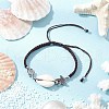 Natural Cowrie Shell Braided Bead Bracelets for Women BJEW-JB11765-03-1