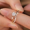 Retro Brass Micro Pave Clear Cubic Zirconia Finger Rings for Women FS-WG492FF-02-1