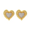 Heart Brass Micro Pave Clear Cubic Zirconia Stud Earrings EJEW-H158-02G-4