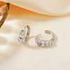 Brass Clear Cubic Zirconia Flat Round Hoop Earrings PR2276-2-2