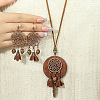 Bohemian Style Alloy & Wood & Leather Dangle Earrings & Necklaces Sets FS-WG3D99C-01-2