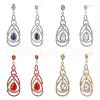 FIBLOOM 4 Pairs 4 Colors Rhinestone Teardrop Dangle Stud Earrings EJEW-FI0002-42-1