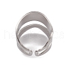 Non-Tarnish 304 Stainless Steel Twist Wave Open Cuff Rings for Women RJEW-G285-26P-3