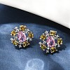 Flower Brass Micro Pave Cubic Zirconia Stud Earrings EJEW-M082-20P-1